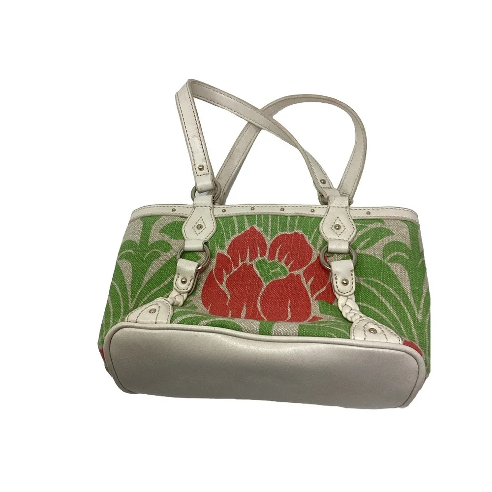 Vintage Etienne Aigner Satchel Handbag Lotus Flower Purse Multicolor Small 10